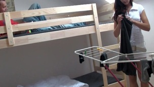 Horny legal age teenager chick is being nailed hard on the two-storeyed daybed